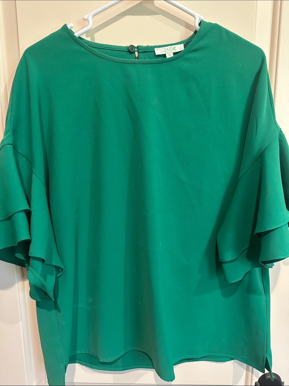 Jade Emerald Ruffle Sleeve Blouse